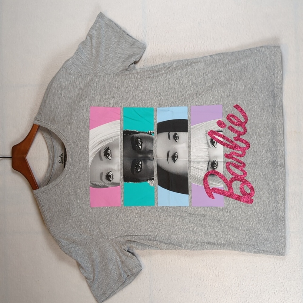 Barbie Sparkly Stacked Faces Short Sleeve‎ Shirt XXL